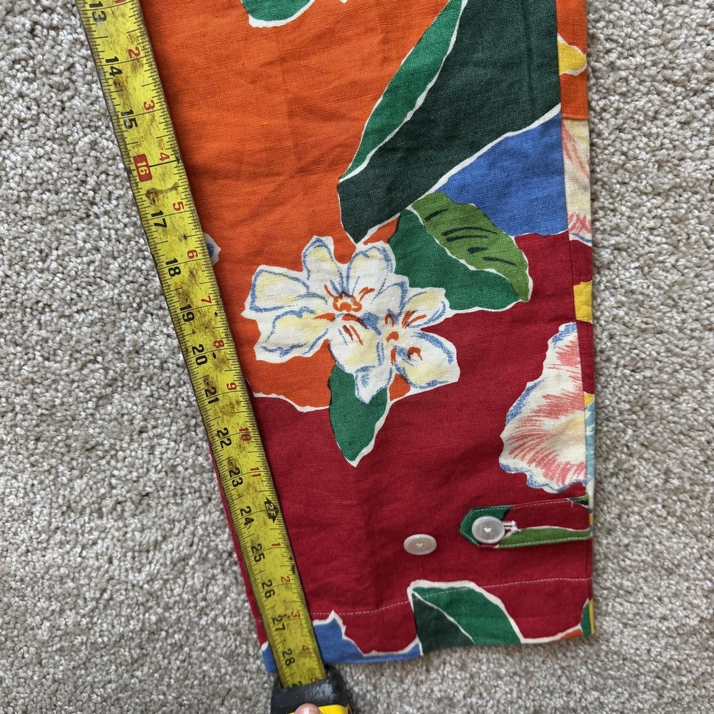 Ralph Lauren Collection Cargo Pants Womens 8 Linen Floral Hawaiian Purple Label - Picture 8 of 11